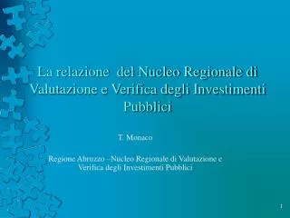 La relazione del Nucleo Regionale di Valutazione e Verifica degli Investimenti Pubblici
