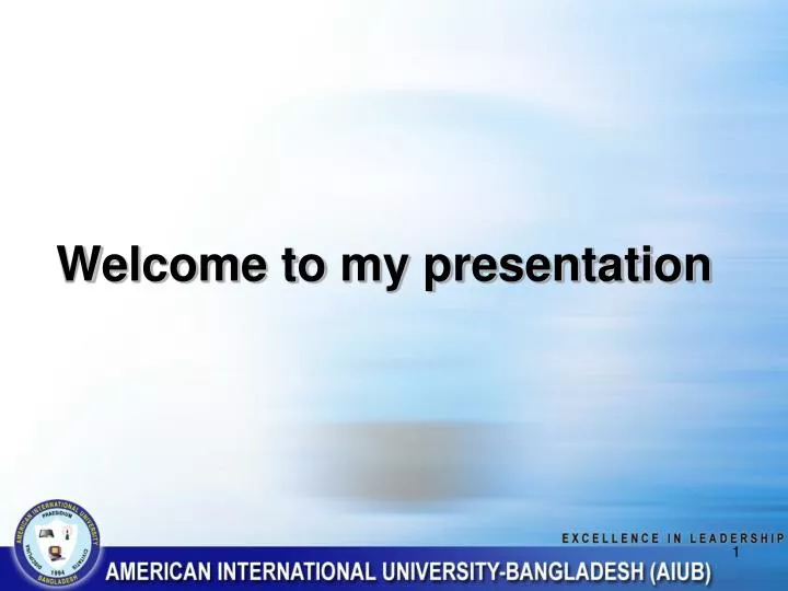 welcome to my presentation