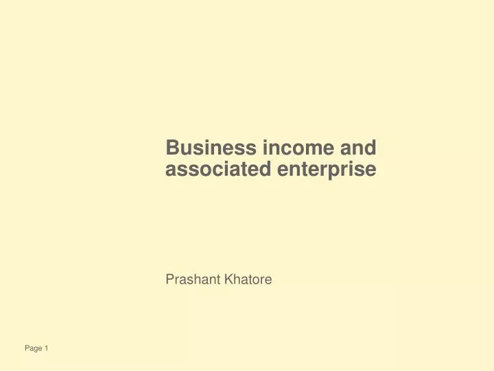 business income and associated enterprise