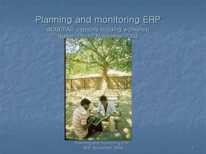 planning and monitoring erp acra fao capacity building workshop rome 15 17 november 2004