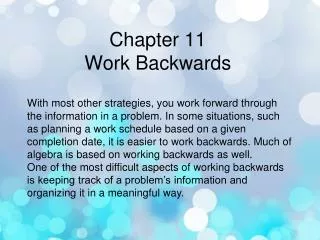 Chapter 11 Work Backwards