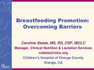 Breastfeeding Promotion: Overcoming Barriers