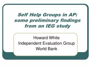 Self Help Groups in AP: some preliminary findings from an IEG study