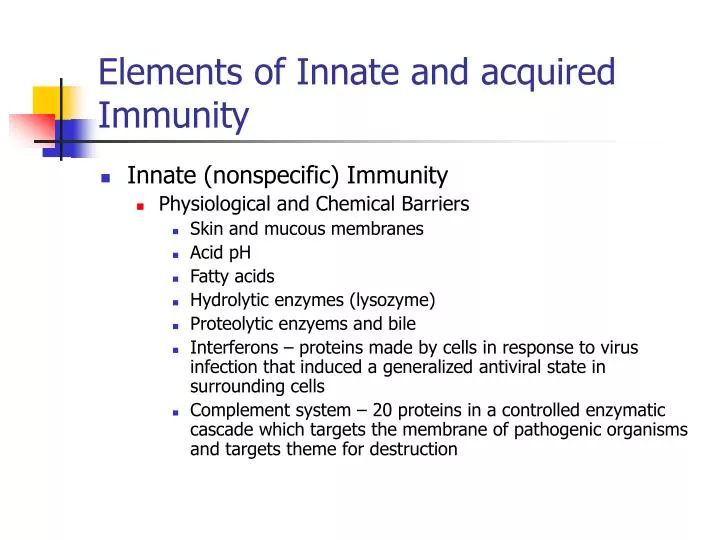elements of innate and acquired immunity