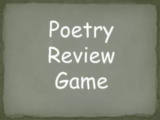 Poetry Review Game