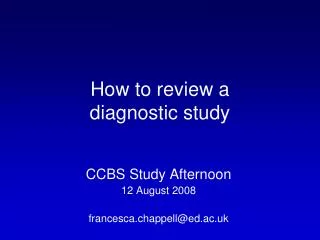 How to review a diagnostic study