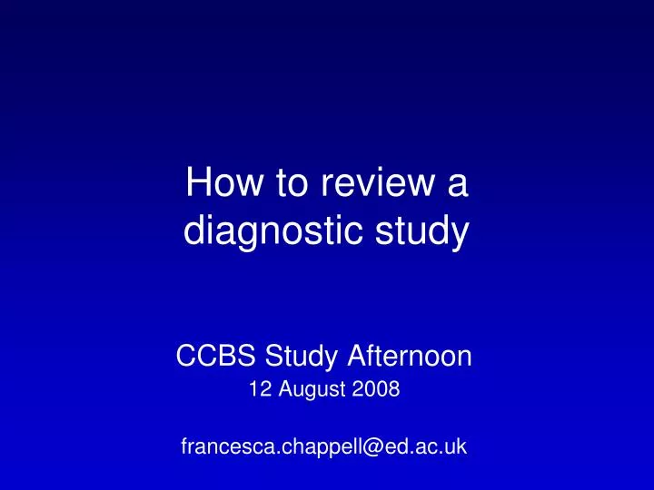 how to review a diagnostic study