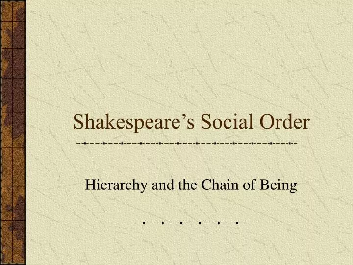 shakespeare s social order
