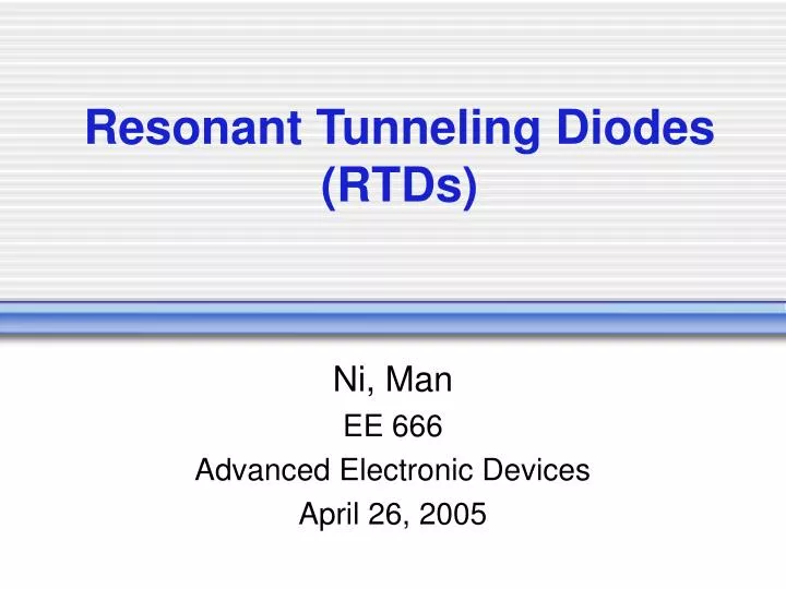 resonant tunneling diodes rtds