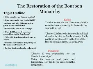 The Restoration of the Bourbon Monarchy