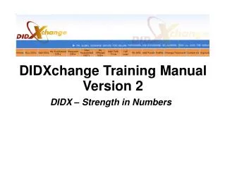 DIDXchange Training Manual Version 2