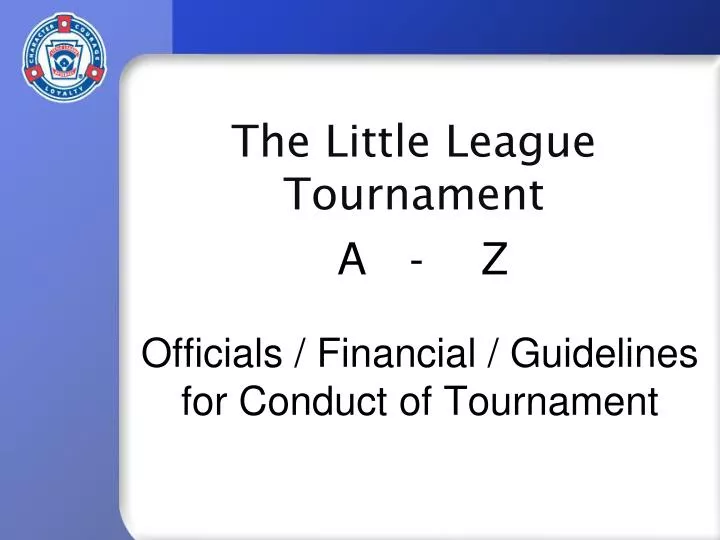 officials financial guidelines for conduct of tournament