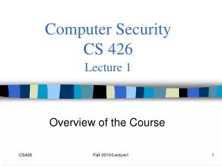 Computer Security CS 426 Lecture 1