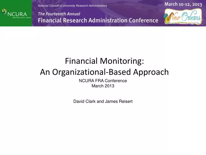 financial monitoring an organizational based approach