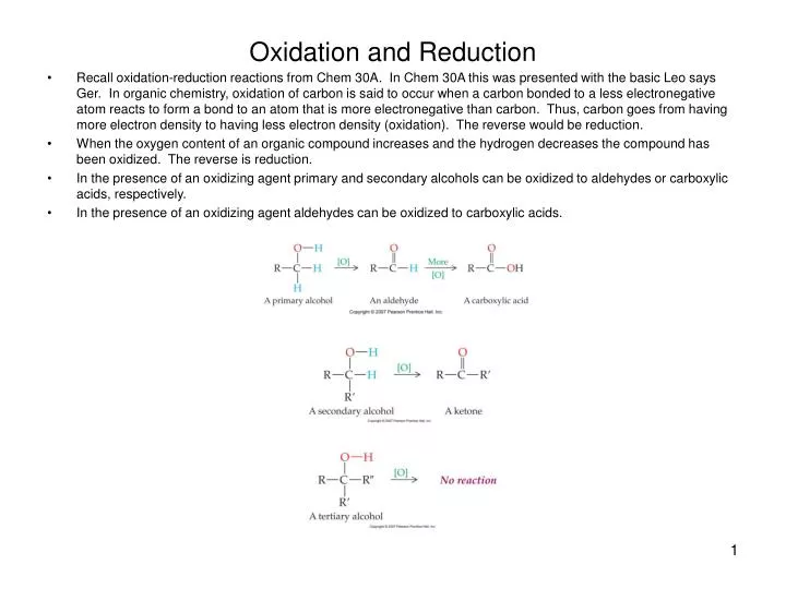 oxidation and reduction