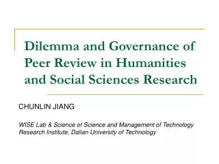 Dilemma and Governance of Peer Review in Humanities and Social Sciences Research