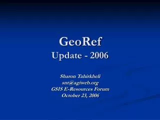 GeoRef Update - 2006