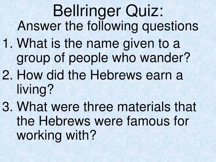 bellringer quiz