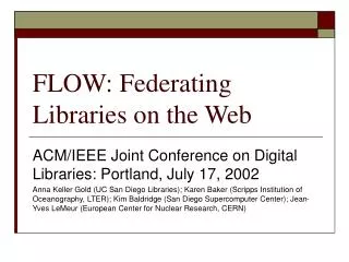 FLOW: Federating Libraries on the Web