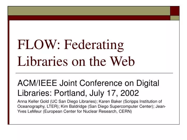 flow federating libraries on the web