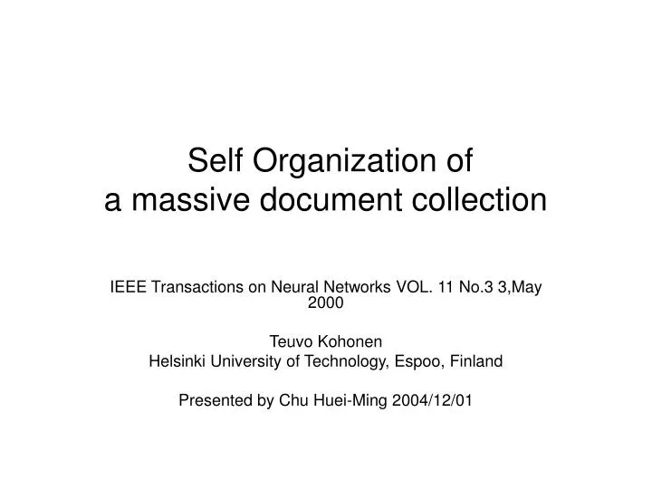 self organization of a massive document collection