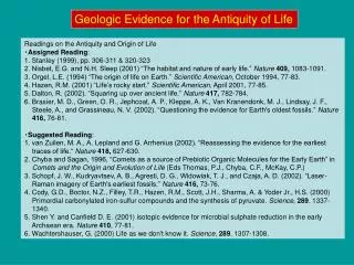 Geologic Evidence for the Antiquity of Life