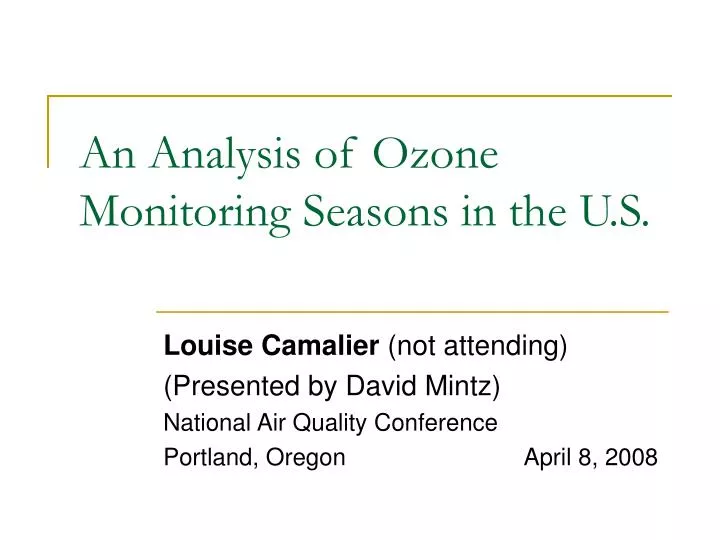 an analysis of ozone monitoring seasons in the u s