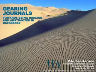 GEARING JOURNALS TOWARDS BEING INDEXED AND ABSTRACTED IN DATABASES