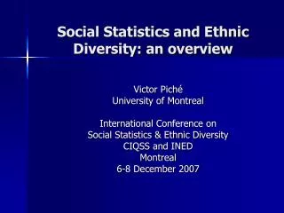 Social Statistics and Ethnic Diversity: an overview