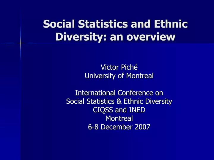 social statistics and ethnic diversity an overview