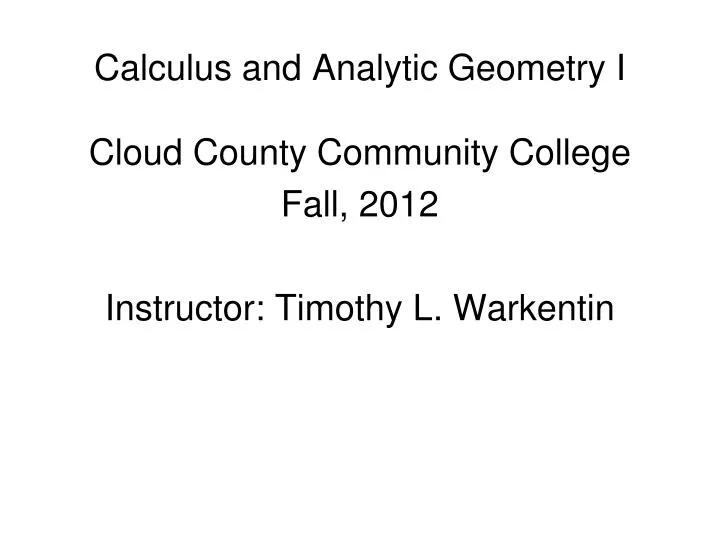 calculus and analytic geometry i