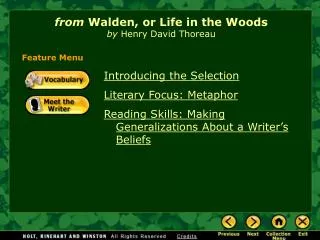 from Walden, or Life in the Woods by Henry David Thoreau