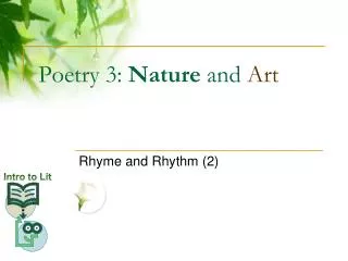 Poetry 3: Nature and Art