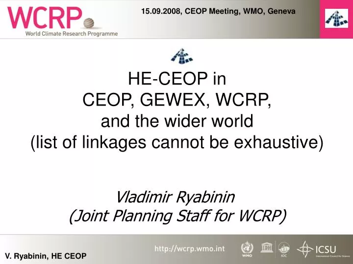 he ceop in ceop gewex wcrp and the wider world list of linkages cannot be exhaustive