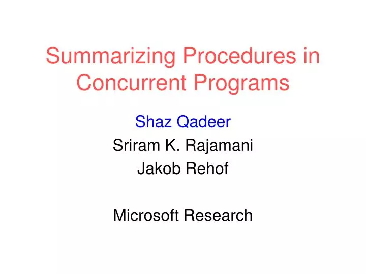 summarizing procedures in concurrent programs