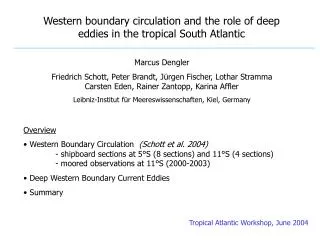 Western boundary circulation and the role of deep eddies in the tropical South Atlantic