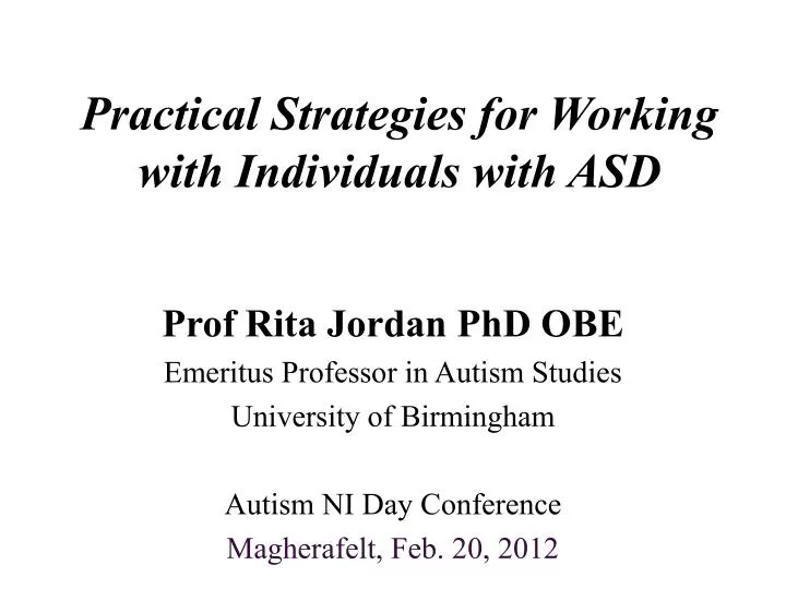practical strategies for working with individuals with asd