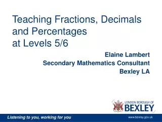 Teaching Fractions, Decimals and Percentages at Levels 5/6