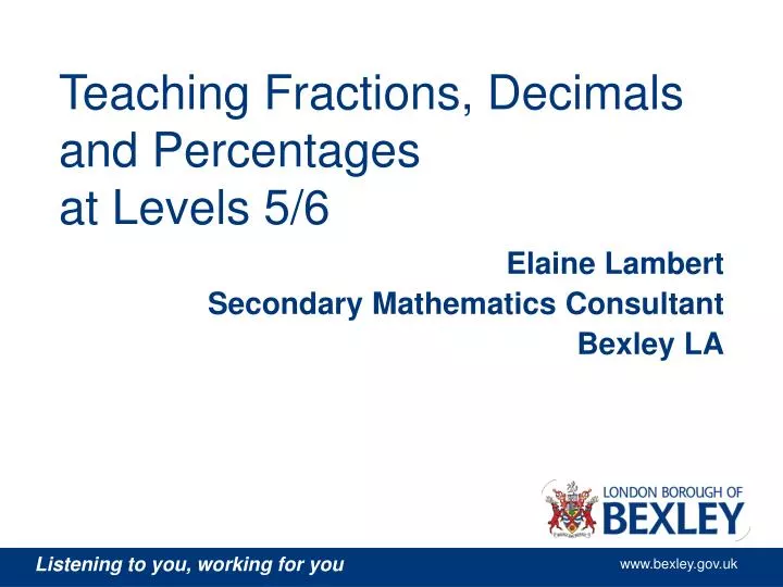 teaching fractions decimals and percentages at levels 5 6