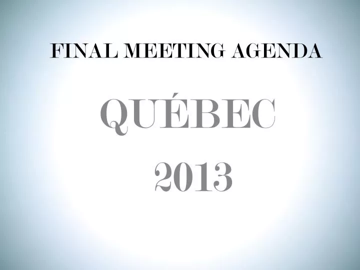 final meeting agenda