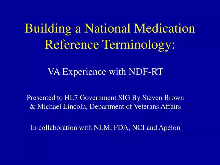 building a national medication reference terminology