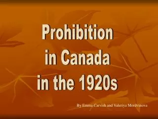Prohibition in Canada in the 1920s