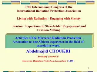Activities of the Moroccan Radiation Protection Association as one African experience in the field of associative work