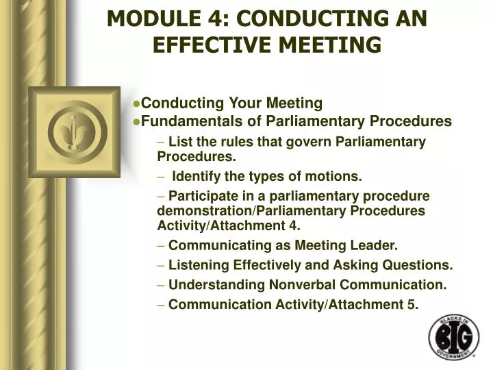 module 4 conducting an effective meeting
