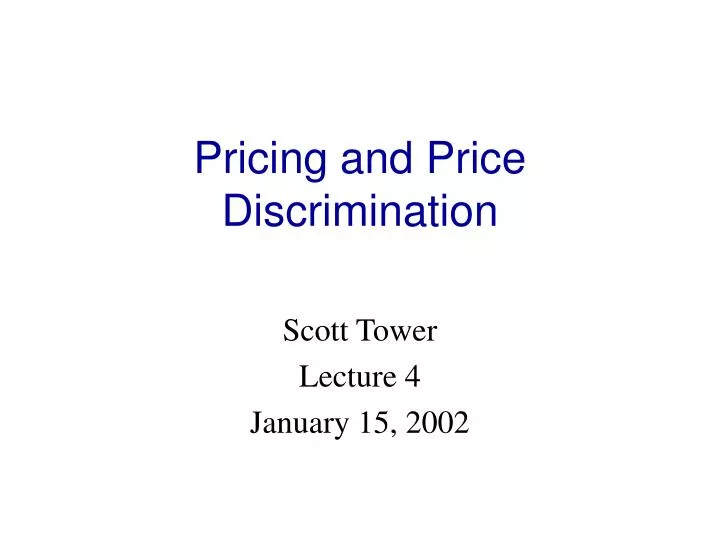 pricing and price discrimination