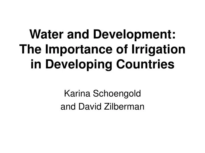 water and development the importance of irrigation in developing countries