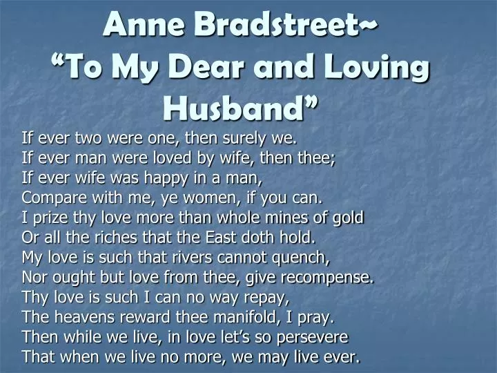 anne bradstreet to my dear and loving husband