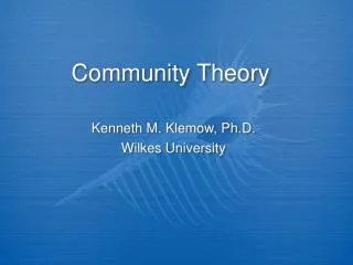 Community Theory