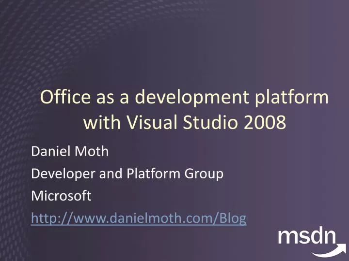 office as a development platform with visual studio 2008