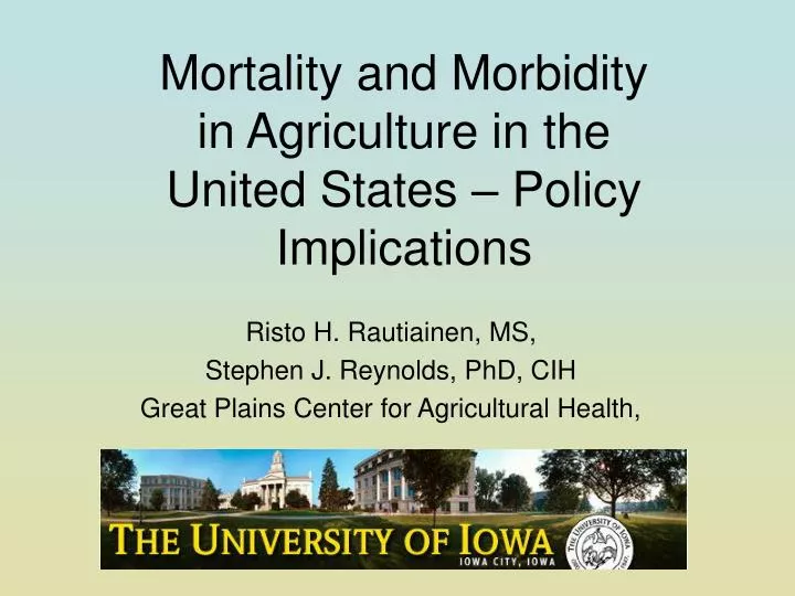 mortality and morbidity in agriculture in the united states policy implications